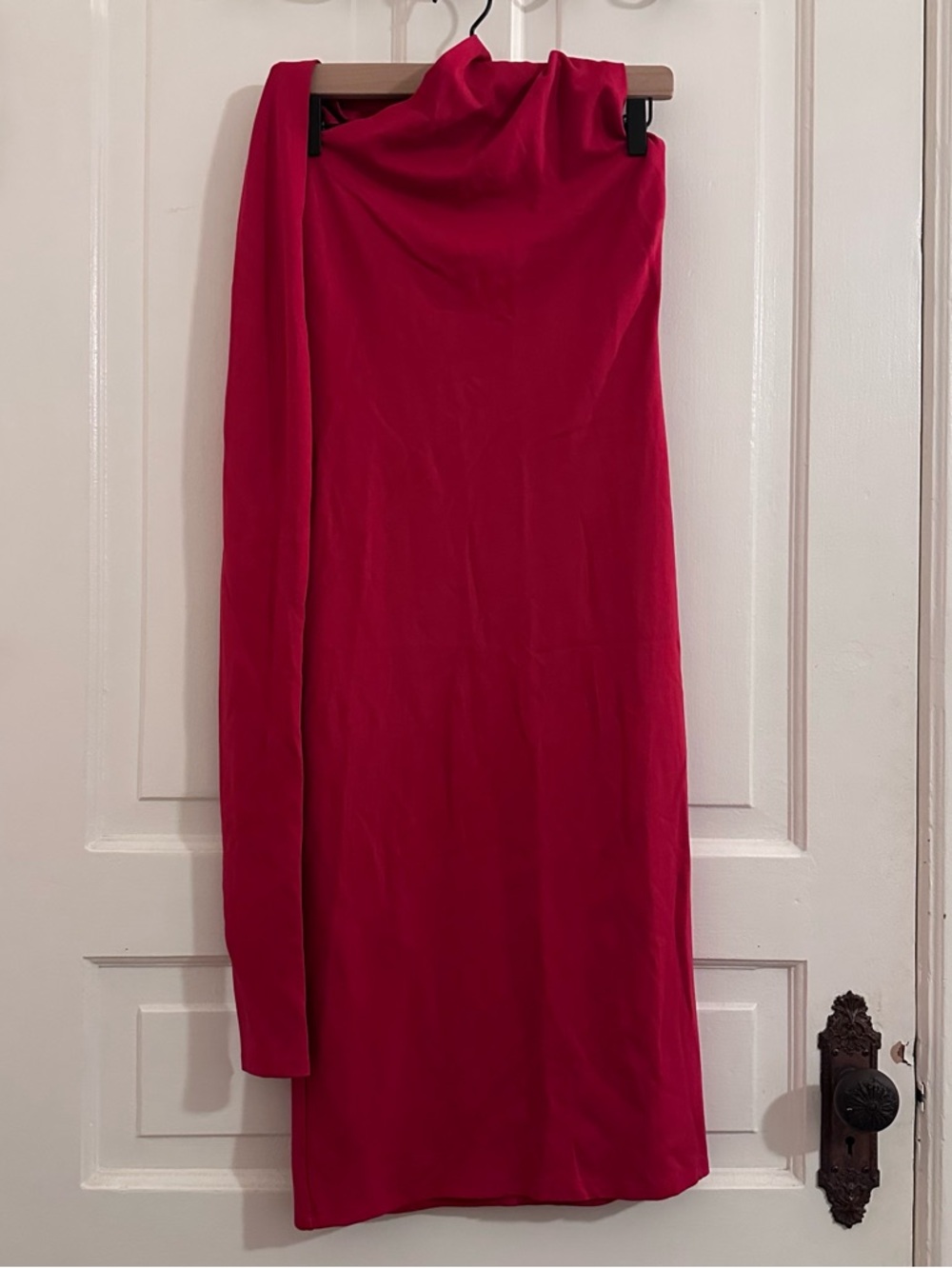 Marcella NYC Manhattan One Shoulder Midi Bodycon Dress Red Size Medium - Picture 4 of 7